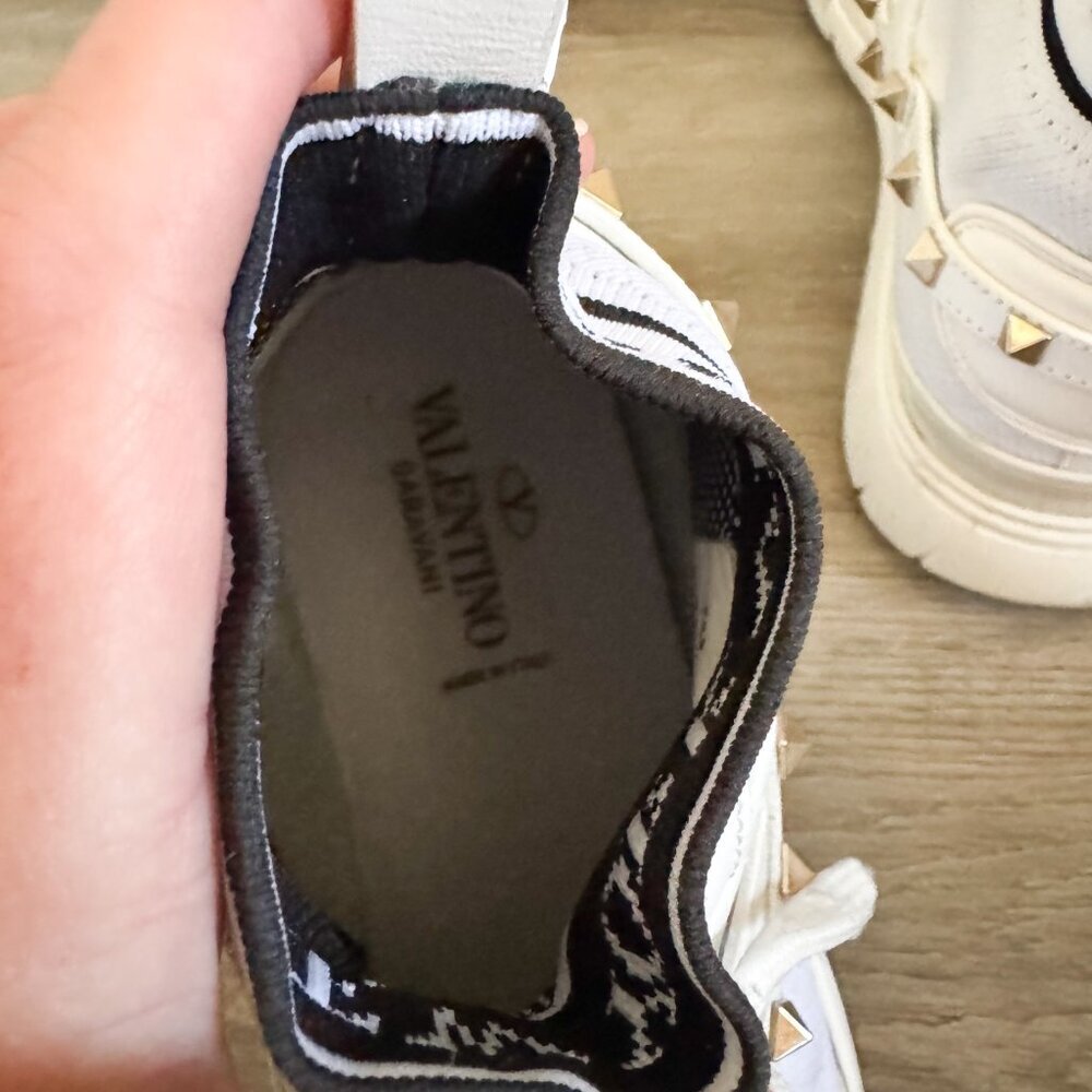 Valentino Garavani White Rockstud High Top Sock Sneakers EU 38 - Picture 11 of 12